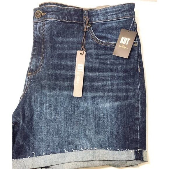 Kut From The Kloth Womens High Rise Boyfriend Dark Jean Shorts Plus Sz 20 W New - Picture 4 of 10